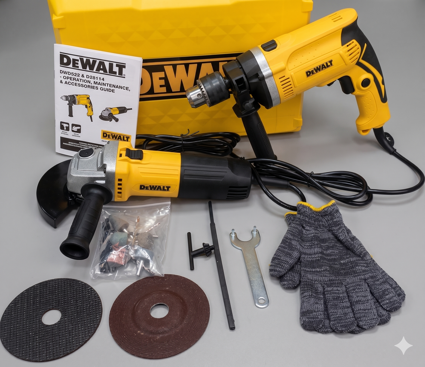 Combo Profesional DeWalt: Taladro de Percusión + Pulidora Angular + Maletín Rígido